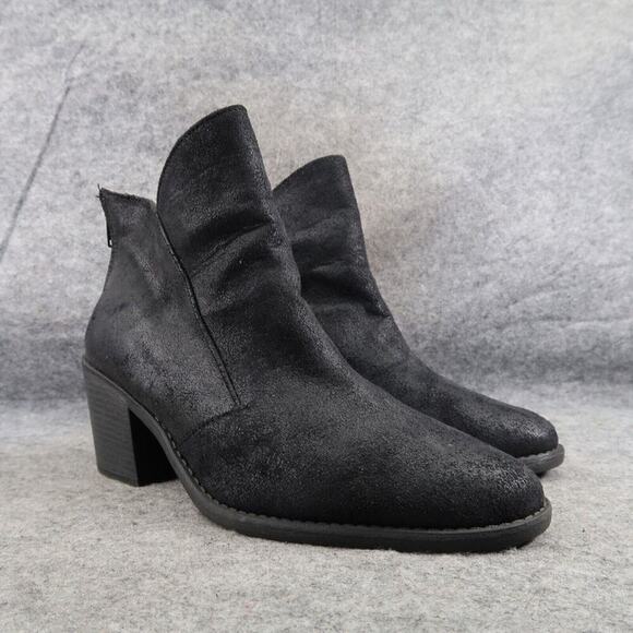 Qupid Shoes Womens 10 Bootie Fashion Lifestyle Boho Block Heel Zip Classic Black - Picture 1 of 13